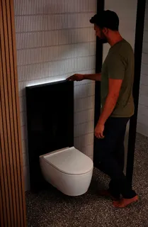 Geberit Monolith Plus Sanitärmodul f. WWC 114cm, Glas schwarz / alu. schwarzchrom – Bild 5