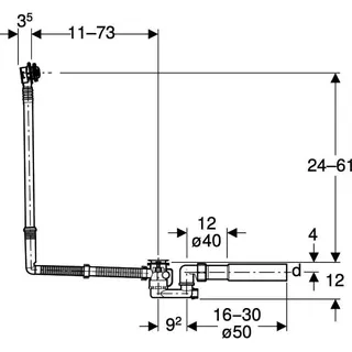 Geberit Badewannenablauf, d52 mit Drehbet. m. Fertigbauset, Spez.Gr., DN40/50, chrg – Bild 5