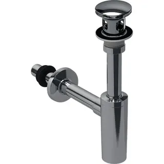 GE Waschbeckenablauf mit Siphon DN32/40 Außenventilstopfen mit Druck-Bet. chrg