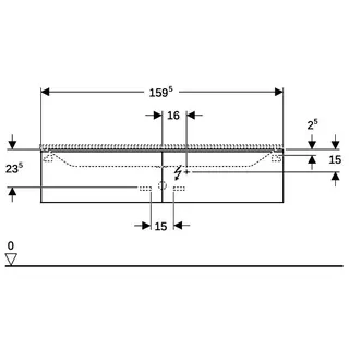 Geberit Xeno2 Unterschrank f. Waschtisch aus VARICOR mit zwei Hl., 159,5x35x47,3cm, weiß – Bild 4