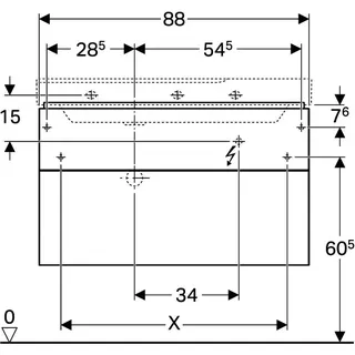Geberit Xeno2 Unterschrank f. Waschtisch m. Ablg. rechts m. 2 Schubl., 88x53x46,2cm, greige – Bild 3