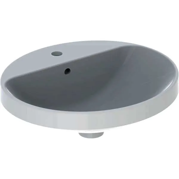 Geberit VariForm Einbauwaschtisch, oval mit HLB, 50x45cm, mit Überlauf, weiß, KeraTect