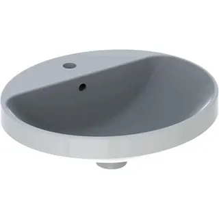 Geberit VariForm Einbauwaschtisch, oval mit HLB, 50x45cm, mit Überlauf, weiß, KeraTect