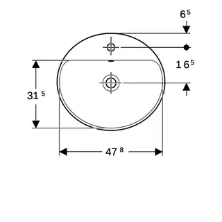 Geberit VariForm Einbauwaschtisch, oval mit HLB, 50x45cm, mit Überlauf, weiß, KeraTect – Bild 4