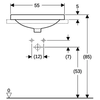 Geberit VariForm Einbauwaschtisch, rechteckig 55x40cm, o. Hl, mit Überlauf, weiß, KeraTect – Bild 4