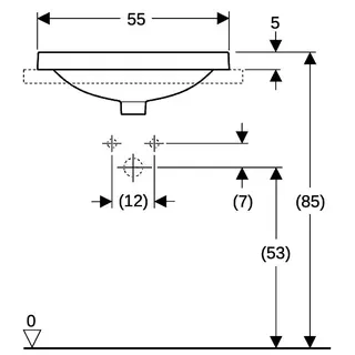 Geberit VariForm Einbauwaschtisch, rechteckig mit HLB, 55x45cm, mit Überlauf, weiß, KeraTect – Bild 4