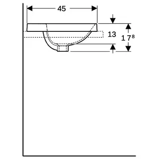 Geberit VariForm Einbauwaschtisch, rechteckig mit HLB, 55x45cm, mit Überlauf, weiß, KeraTect – Bild 5