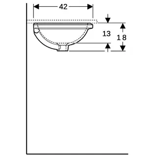 Geberit VariForm Unterbauwaschtisch, rund d:40,5cm, o. Hl, mit Überlauf, glasiert, weiß – Bild 5
