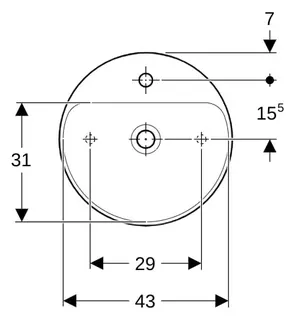Geberit VariForm Aufsatzwaschtisch, rund mit HLB, d: 45cm, ohne Überlauf, weiß, KeraTect – Bild 3