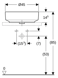 Geberit VariForm Aufsatzwaschtisch, rund mit HLB, d: 45cm, ohne Überlauf, weiß, KeraTect – Bild 4