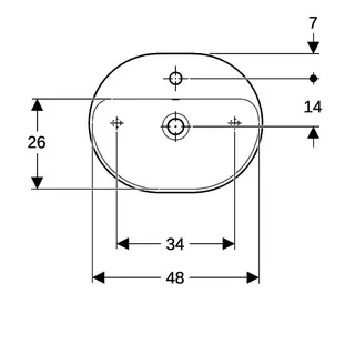 Geberit VariForm Aufsatz-Waschtisch, elliptisch mit HLB, 50x40cm, mit Überlauf, weiß, KeraTect – Bild 5
