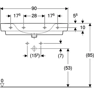 Geberit Renova Plan Waschtisch mit Ablagefl., 90x48cm ohne Hahnloch, ohne Überlauf, weiß – Bild 4