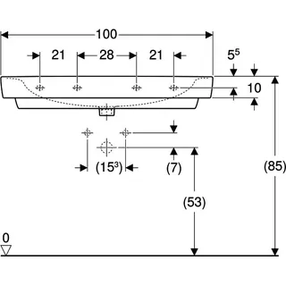 Geberit Renova Plan Waschtisch, 100x48cm mit Hahnloch, ohne Überlauf, weiß – Bild 4
