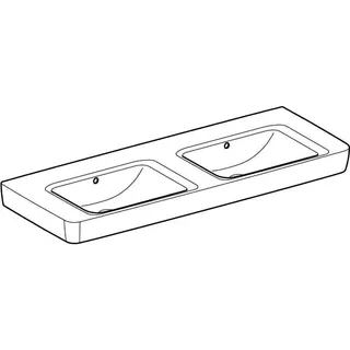 Geberit Renova Plan Doppelwaschtisch 130x48cm ohne Hahnloch, mit Überlauf, weiß, KeraTect – Bild 2