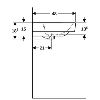 Geberit Renova Plan Doppelwaschtisch 130x48cm ohne Hahnloch, mit Überlauf, weiß, KeraTect – Bild 5