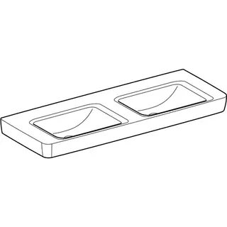 Geberit Renova Plan Doppelwaschtisch 130x48cm ohne Hahnloch, ohne Überlauf, weiß – Bild 3