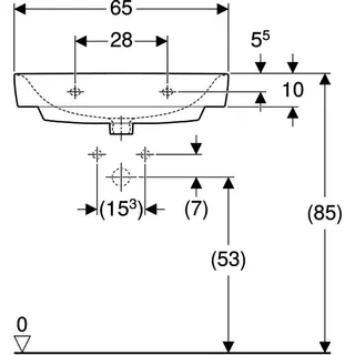 Geberit Renova Compact Waschtisch, 65x40cm mit Hahnloch, ohne Überlauf, weiß – Bild 4