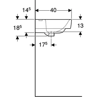 Geberit Renova Compact Waschtisch, 65x40cm mit Hahnloch, ohne Überlauf, weiß – Bild 5