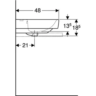 Geberit Renova Plan Aufsatz-Waschtisch mit Ablagefl. 90x48cm, mit Hahnloch, mit Überlauf, weiß – Bild 5