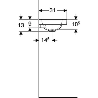 Geberit iCon Light Handwaschbecken 53x31cm Ablg./Hl. rechts, ohne Überlauf, weiß matt – Bild 5