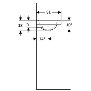 Geberit iCon Light Handwaschbecken 53x31cm Ablg./ohne Hahnloch links, ohne Überlauf, weiß, KeraTect – Bild 5