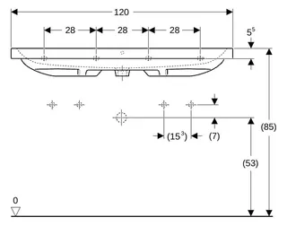 Geberit iCon Light Waschtisch 120x48cm ohne Hahnloch, mit Ül., weiß, KeraTect – Bild 4
