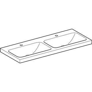 Geberit iCon Light Doppelwaschtisch 120x48cm mit Hahnloch, ohne Ül., weiß, KeraTect – Bild 3
