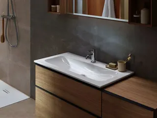 Geberit iCon Möbelwaschtisch 90x48cm mit Hahnloch, ohne Überlauf, weiß – Bild 3