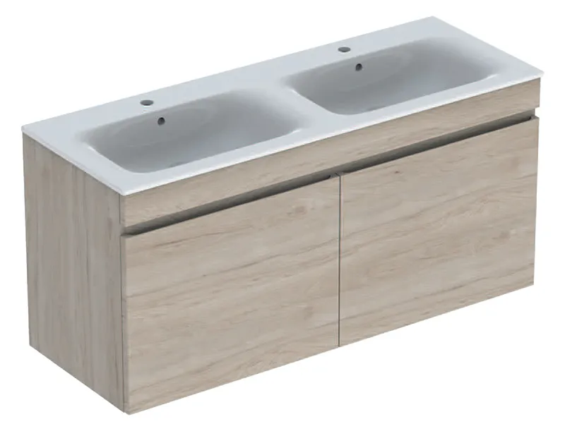 Geberit Renova Plan Set DMWT m. US, 2 Schubl. 130x62,2x48cm, Nussbaum hi hell/KeraTect