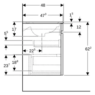 Geberit Renova Plan Set DMWT m. US, 2 Schubl. 130x62,2x48cm, Nussbaum hi hell/KeraTect – Bild 4