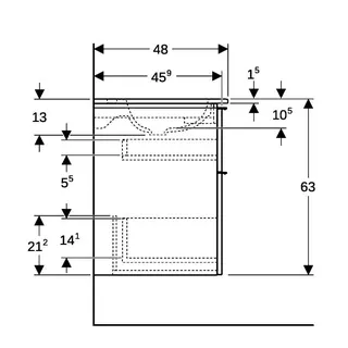 Geberit iCon Set MWT m. US, 2 Schubl. 60x63x48cm, lava – Bild 4