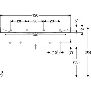 Geberit ONE Waschtisch 120x48 cm 2 Hahnloch, ohne Überlauf, weiß, KeraTect – Bild 5