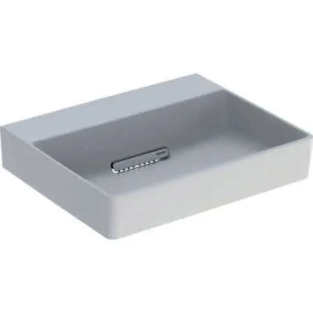Geberit ONE AS-Waschtisch eckig, 50x41cm, CleanDrain ohne Hahnloch, ohne Überlauf, weiß matt/weiß glzd.