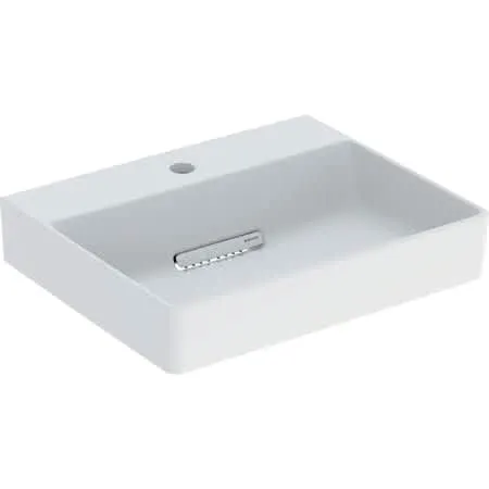 Geberit ONE AS-Waschtisch eckig, 50x41cm, CleanDrain mit Hahnloch, ohne Überlauf, weiß, matt/weiß glzd.