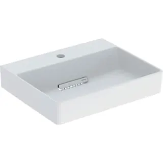 Geberit ONE AS-Waschtisch eckig, 50x41cm, CleanDrain mit Hahnloch, ohne Überlauf, weiß, matt/weiß glzd.