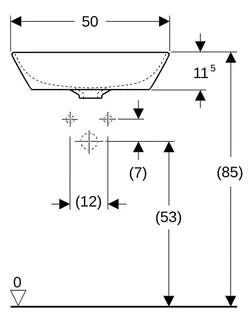 Geberit ONE AS-Waschtisch, Schalenform, 50x42,5 cm ohne Hahnloch, ohne Überlauf, weiß, KeraTect – Bild 4