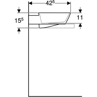 Geberit ONE AS-Waschtisch, SF, 50x42,5cm, CleanDrain mit Hahnloch, ohne Überlauf, weiß, KeraTect/weiß glzd – Bild 5
