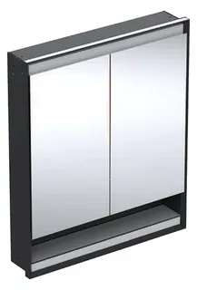 Geberit ONE SPS, Nische u.Comf.Light, 2 Türen UP-Mont,75x90x15cm, schw matt/alu. plvb