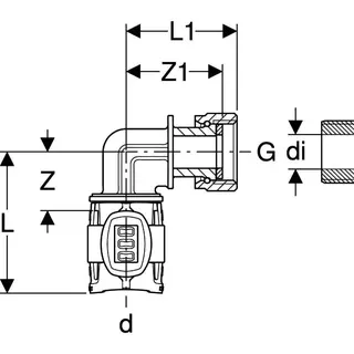 Geberit FlowFit Übergangsbogen 90Gr mit Überwurfmutter, SiBr d16-G1/2 – Bild 4