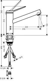 Hansgrohe Spültischmischer 150 Zesis M33 Niederdruck 1jet BSO – Bild 5