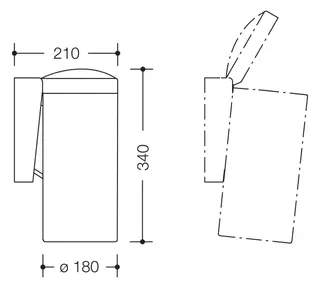 HEWI Abfallbehälter Ser 477, matt, Kniebetätigung felsgrau – Bild 2