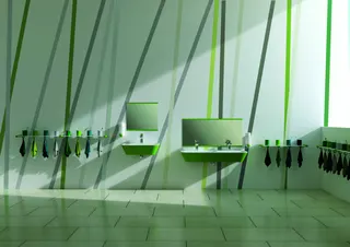 HEWI Zahnputzbecherleiste, 4 Plätze, mit Handtuchhaken aquablau – Bild 4