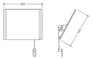 HEWI Kippspiegel LED basic, B:600mm H:540mm aquablau – Bild 2