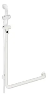 HEWI Winkelgriff m.Br.H.Stg.,BR-Schlauch HB,Ser.801,AM:1100,W:600,Alu reinweiß