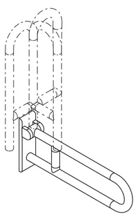 HEWI Stützklappgriff drehb. Ser 801, L:600mm, Stahlkern signalweiß – Bild 4