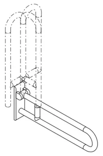 HEWI Stützklappgriff drehb. Ser 801, L:700mm, Stahlkern sand – Bild 5