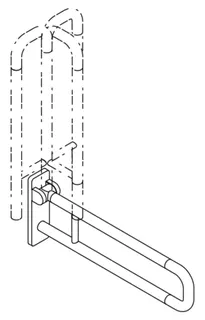HEWI Stützklappgriff drehb. Ser 801, L:700mm, Aluminiumkern reinweiß – Bild 4