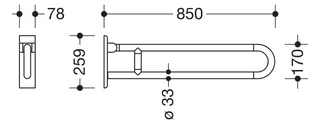 HEWI Stützklappgriff Ser 801, L:850mm, Stahlkern, Fb. 99/55/36 – Bild 2