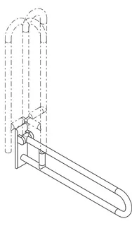 HEWI Stützklappgriff drehb. Ser 801, L:850mm, Stahlkern aquablau – Bild 3