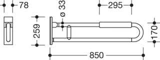 HEWI mobiler Stützklappgriff,drehbar, L:850mm, mit Armpolster reinweiß – Bild 3